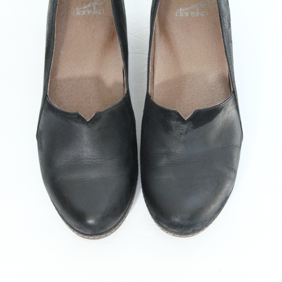 Dansko Liliana Wedge sz 40 Black Burnished Leather